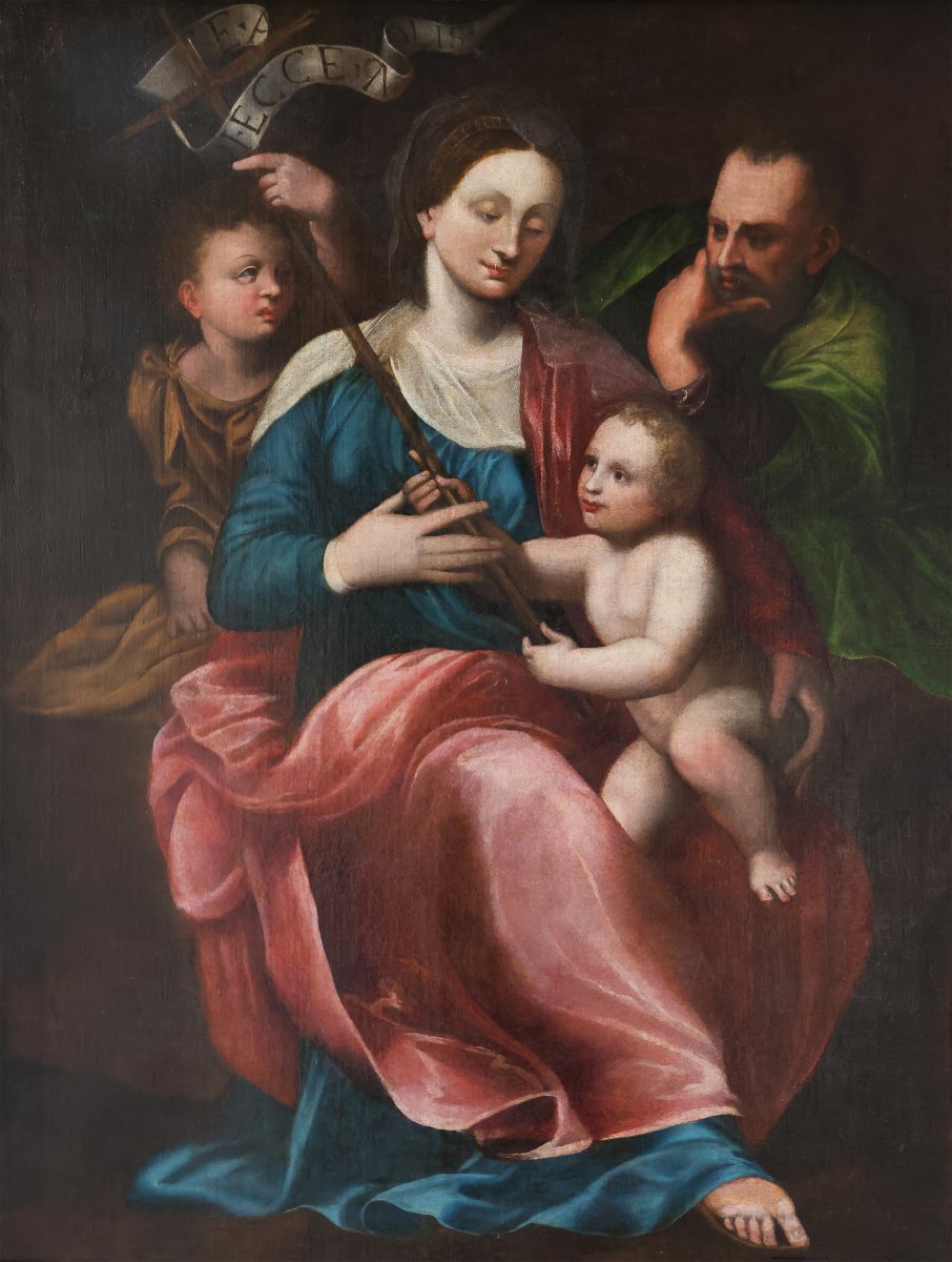 Madonna And Child With The Young St. John And St. Joseph, Northern Italy, 16th Century-photo-2