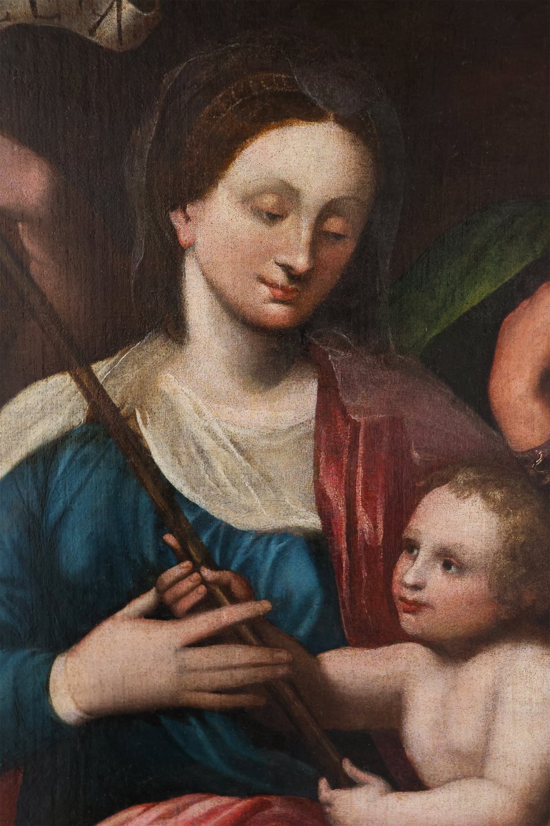 Madonna And Child With The Young St. John And St. Joseph, Northern Italy, 16th Century-photo-3