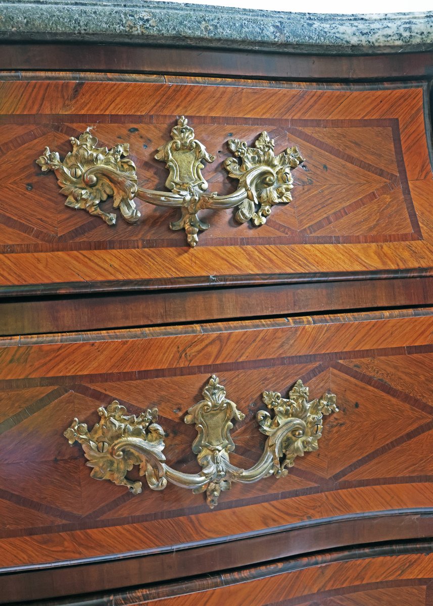 Commode Louis XV, marqueterie de bois variés, France, milieu du XVIIIe siècle-photo-4