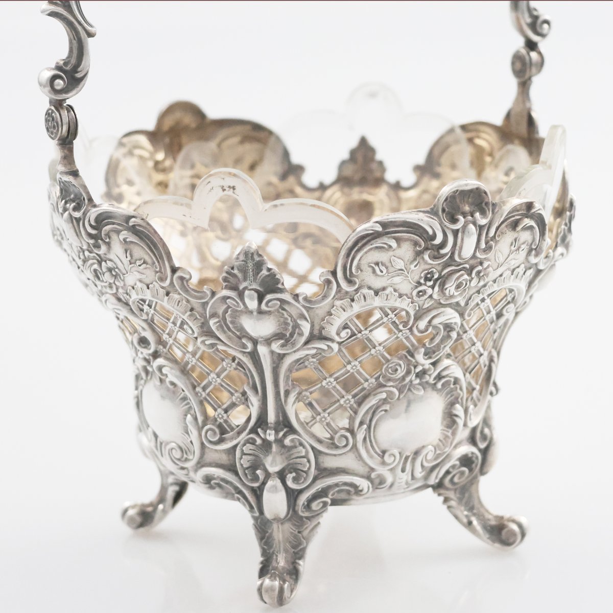 Corbeille en argent repoussé et ciselé, Bruckmann & Söhne, Allemagne, XIXe siècle-photo-2