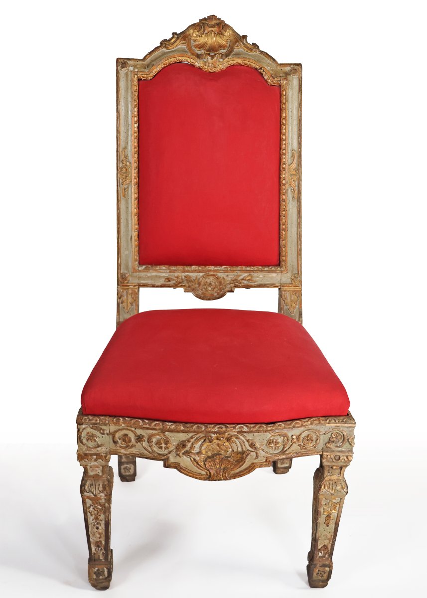 An Italian Pair Of Armchairs In Carved And Lacquered. Francesco Bolgiè?, Turin, 18th Century-photo-2