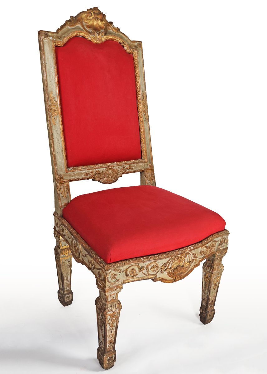 An Italian Pair Of Armchairs In Carved And Lacquered. Francesco Bolgiè?, Turin, 18th Century-photo-3