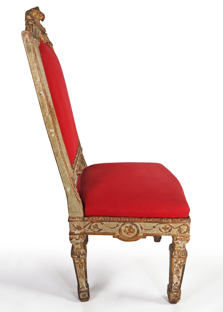 An Italian Pair Of Armchairs In Carved And Lacquered. Francesco Bolgiè?, Turin, 18th Century-photo-4