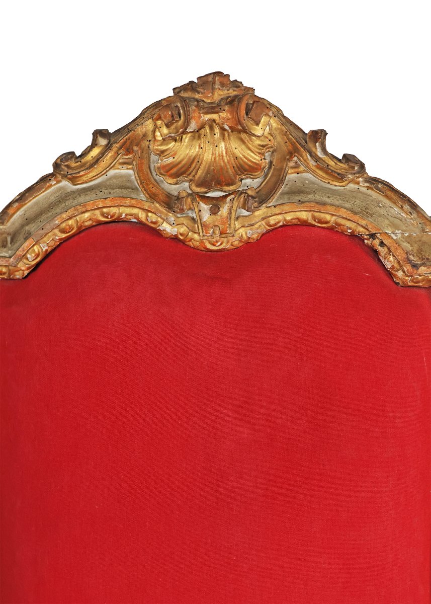 An Italian Pair Of Armchairs In Carved And Lacquered. Francesco Bolgiè?, Turin, 18th Century-photo-1