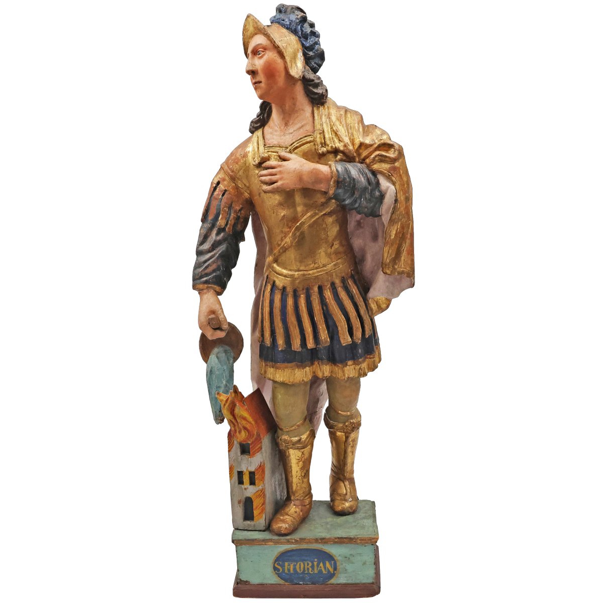Saint Florian, Polychrome Poplar Wood, Central Europe, 19th Century