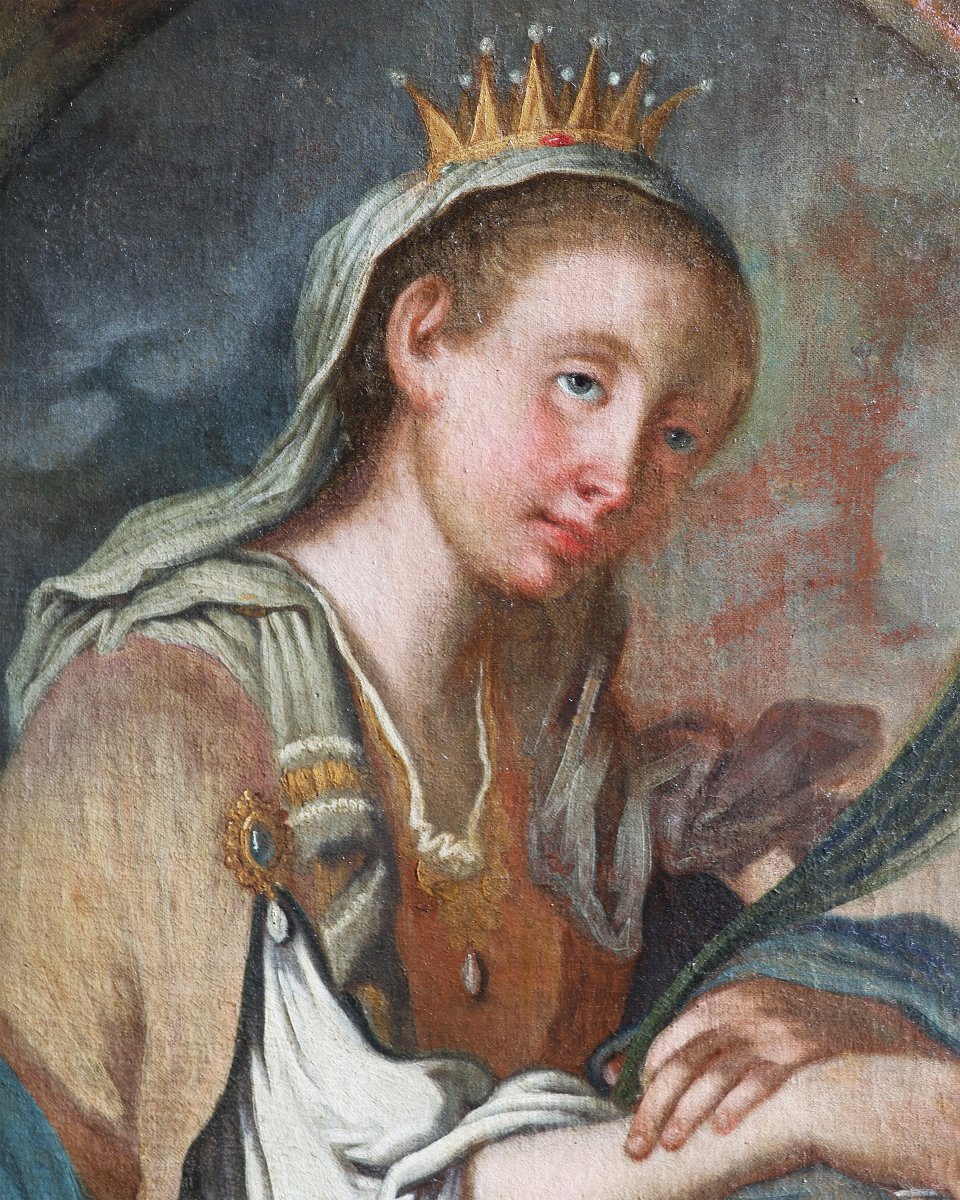 Francesco Paglia Attr.; Brescia 1635 - Brescia 1714, Saint Catherine Of Siena, Oil On Canvas-photo-2