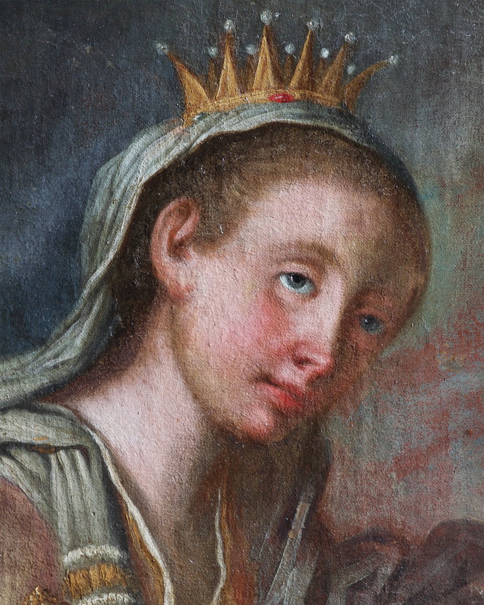 Francesco Paglia Attr.; Brescia 1635 - Brescia 1714, Saint Catherine Of Siena, Oil On Canvas-photo-3