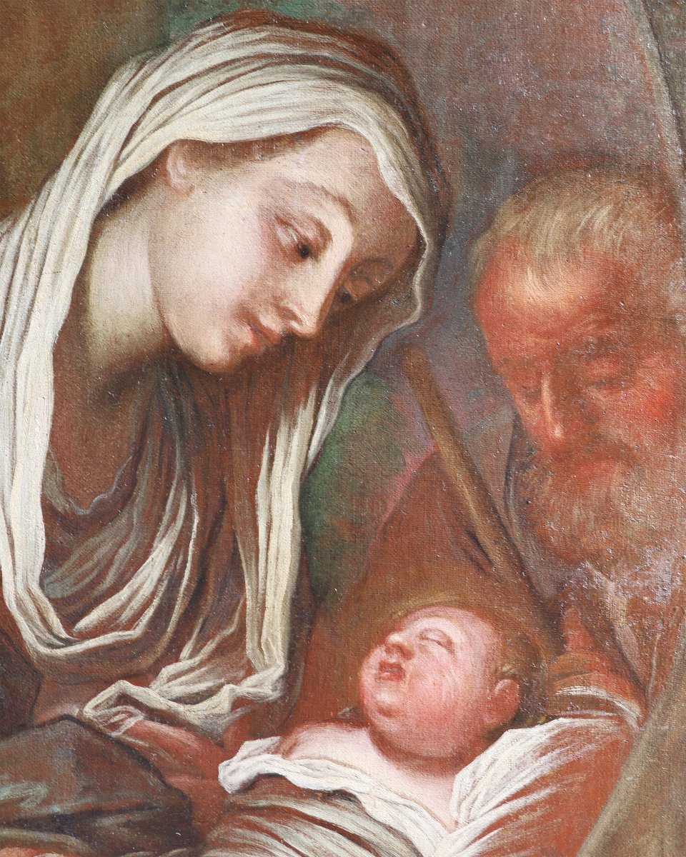 Francesco Paglia Attr.; Brescia 1635 - Brescia 1714, Holy Family, Oil On Canvas-photo-3