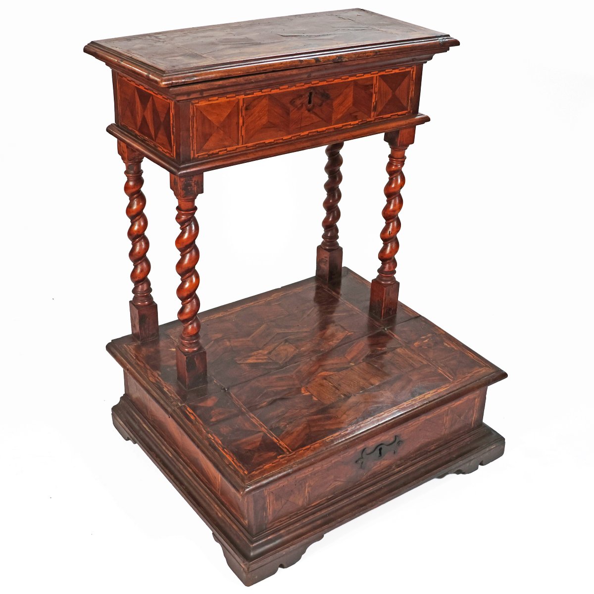 An Italian Kneleed Veneered And Inlaid With Various Woods,18th Century-photo-3