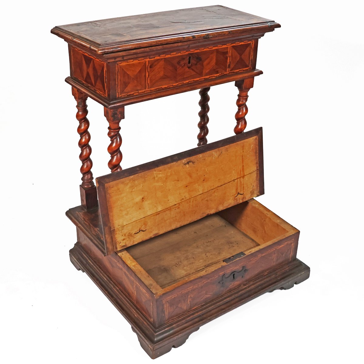An Italian Kneleed Veneered And Inlaid With Various Woods,18th Century-photo-4