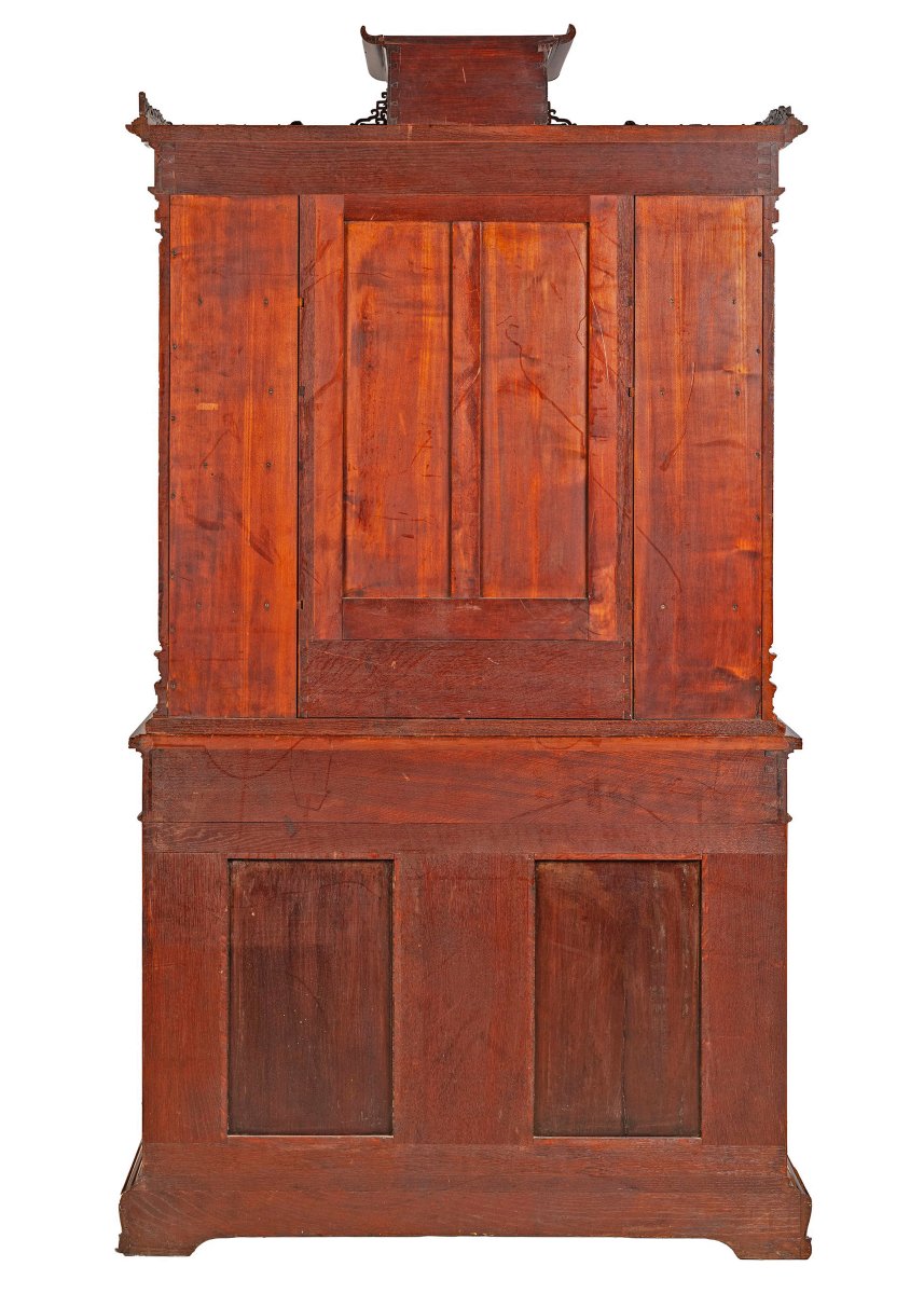 Meuble à deux corps en bois avec incrustations de nacre. Gabriel Viardot, Paris, XIXe siècle-photo-3