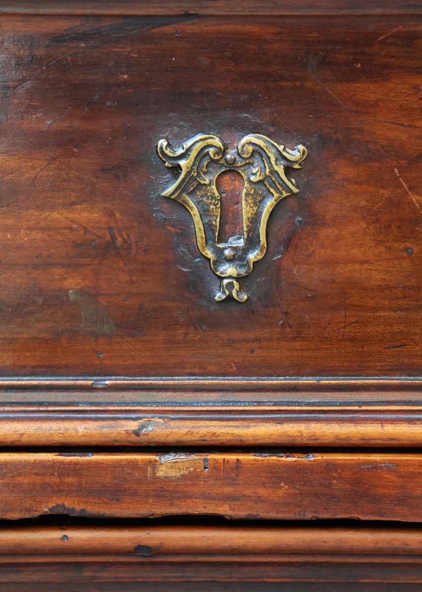 An Italian Walnut Wood Chest Of Drawers With Three Drawers. Bologna, 17th Century-photo-4