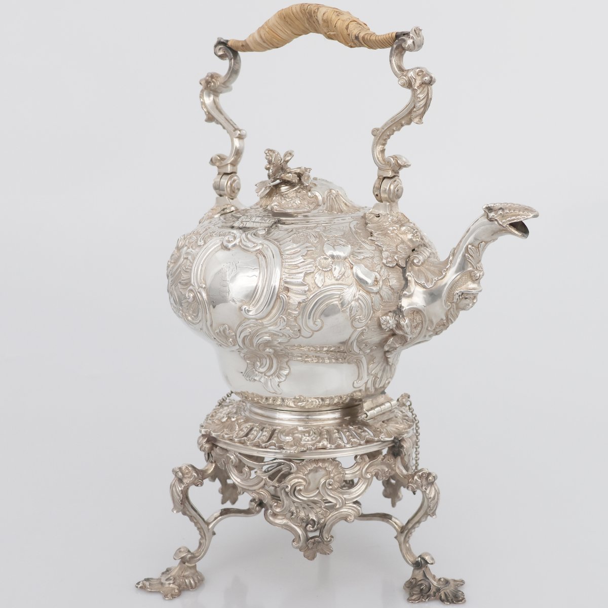 A George II Sterling Silver Kettle On Stand, Samuel Courtauld?, London, 1739-55-photo-3