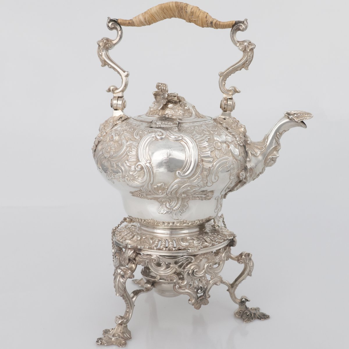 A George II Sterling Silver Kettle On Stand, Samuel Courtauld?, London, 1739-55