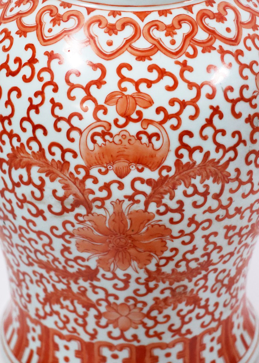 Paire de vases en porcelaine, décorations rouges, Chine, dynastie Qing, 1644-1911, XIXe siècle-photo-4