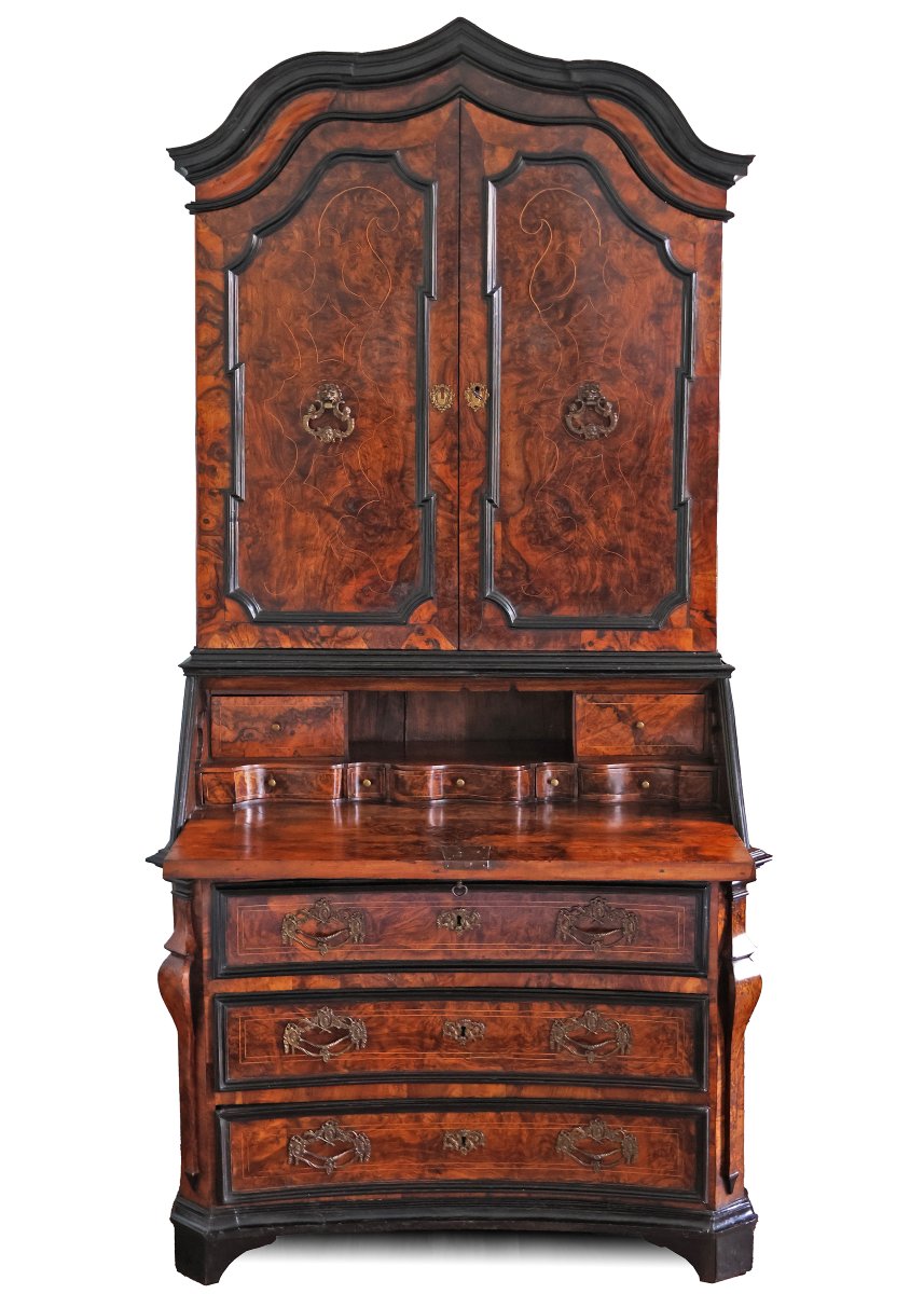 Trumeau plaqué de bois et de ronce de noyer. Rome, XVIIIe siècle-photo-2