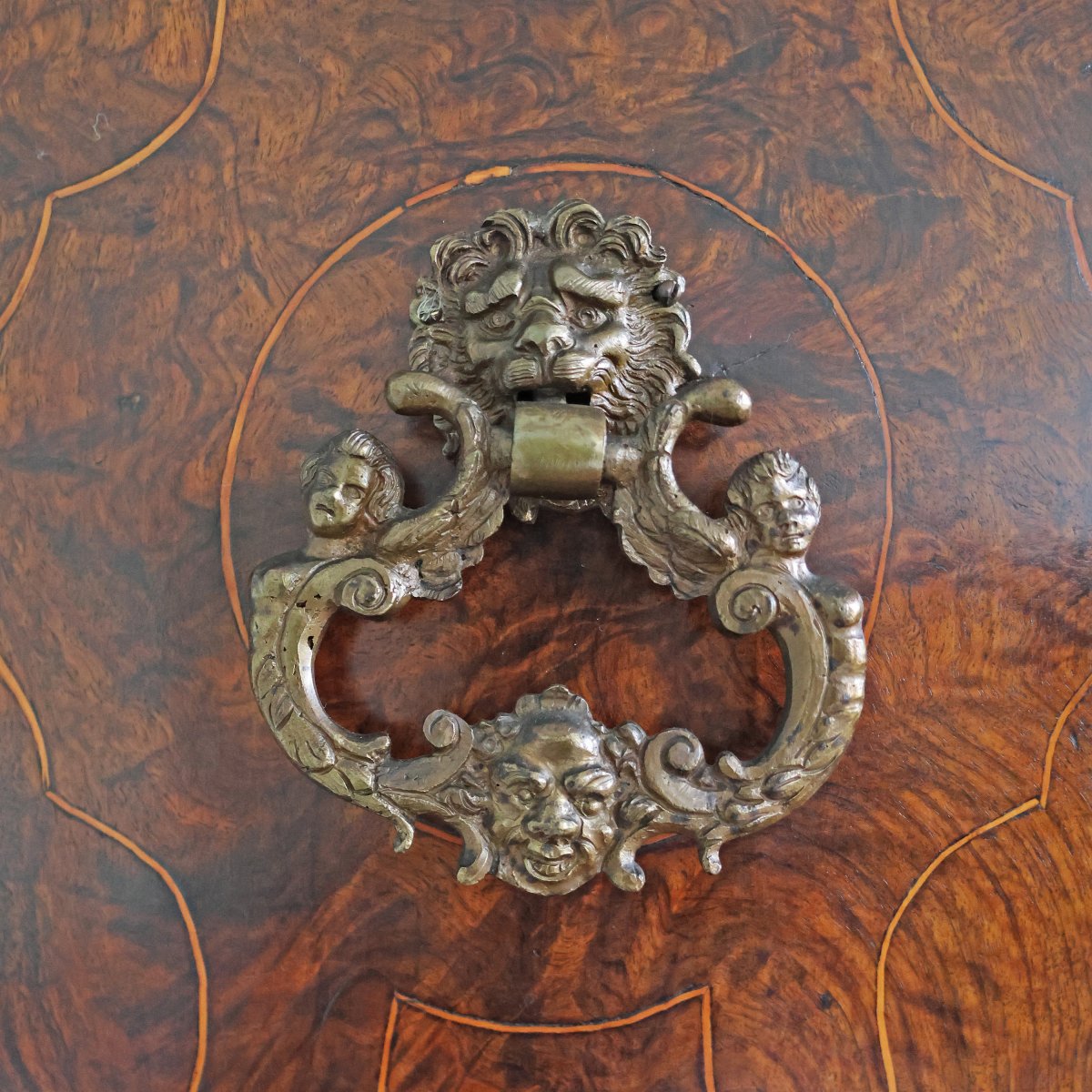 Trumeau plaqué de bois et de ronce de noyer. Rome, XVIIIe siècle-photo-4