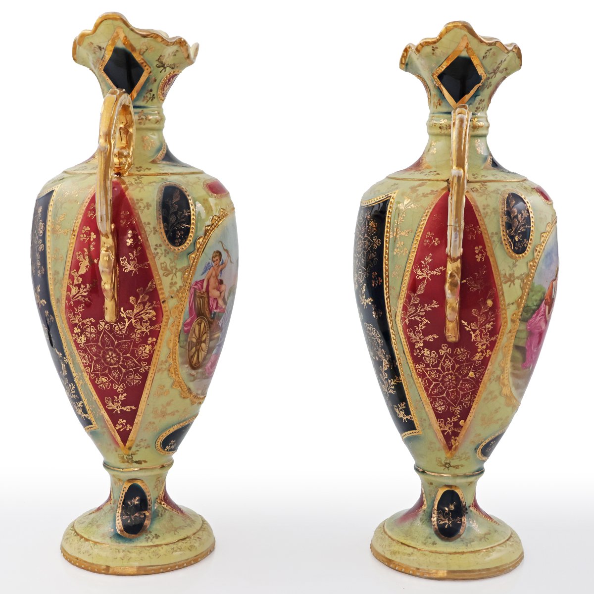 Paire de vases de style Royal Vienna, fin du XIXe début du XXe siècle-photo-2