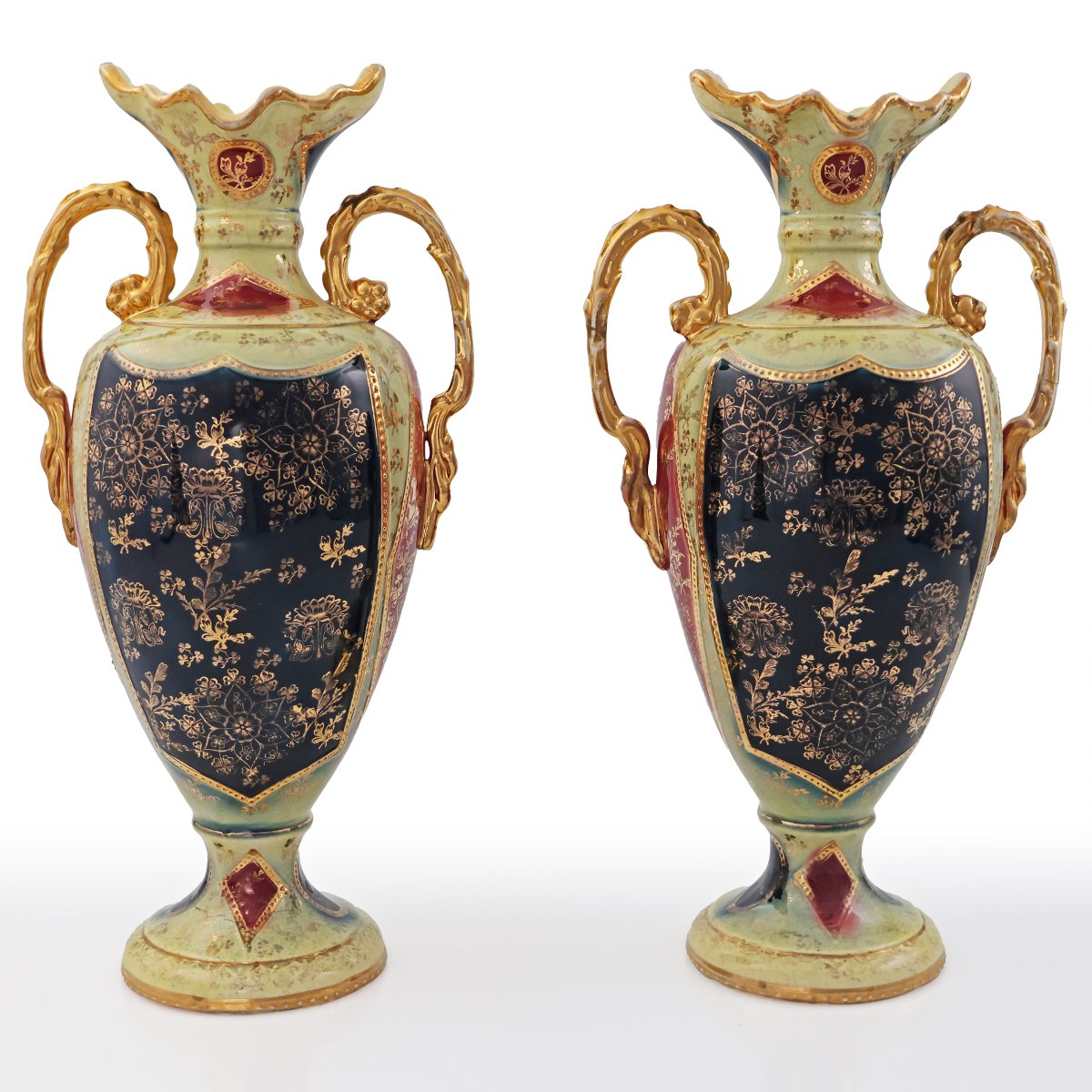 Paire de vases de style Royal Vienna, fin du XIXe début du XXe siècle-photo-3