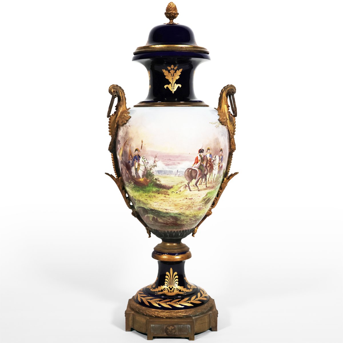 A French Large Napoleon Vase. Signed H. Desprez, Sèvres. Late 19th Century-photo-2