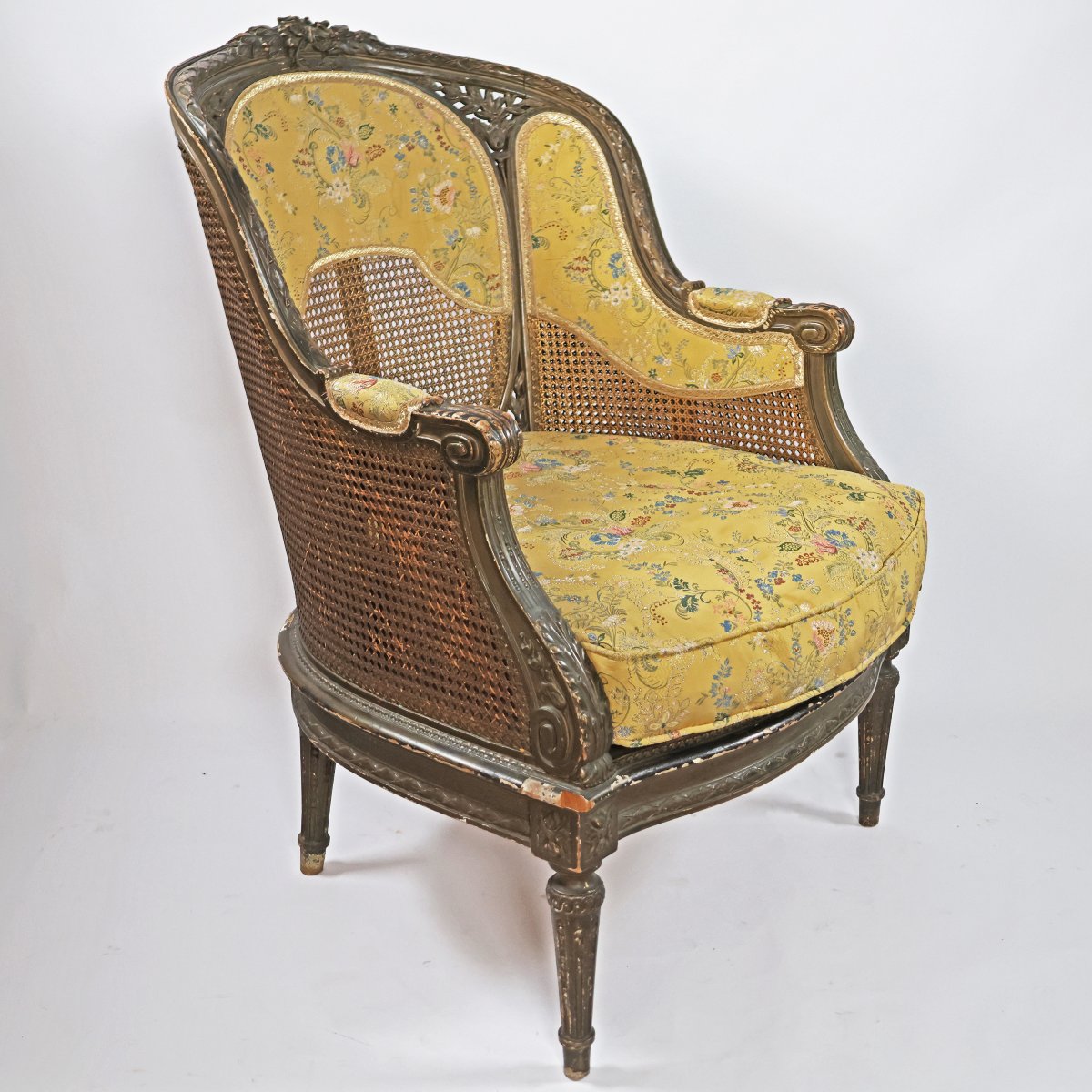 An Italian Bergère Armchair With Vienna Straw Panels. Piedmont, Late 19th Century-photo-3