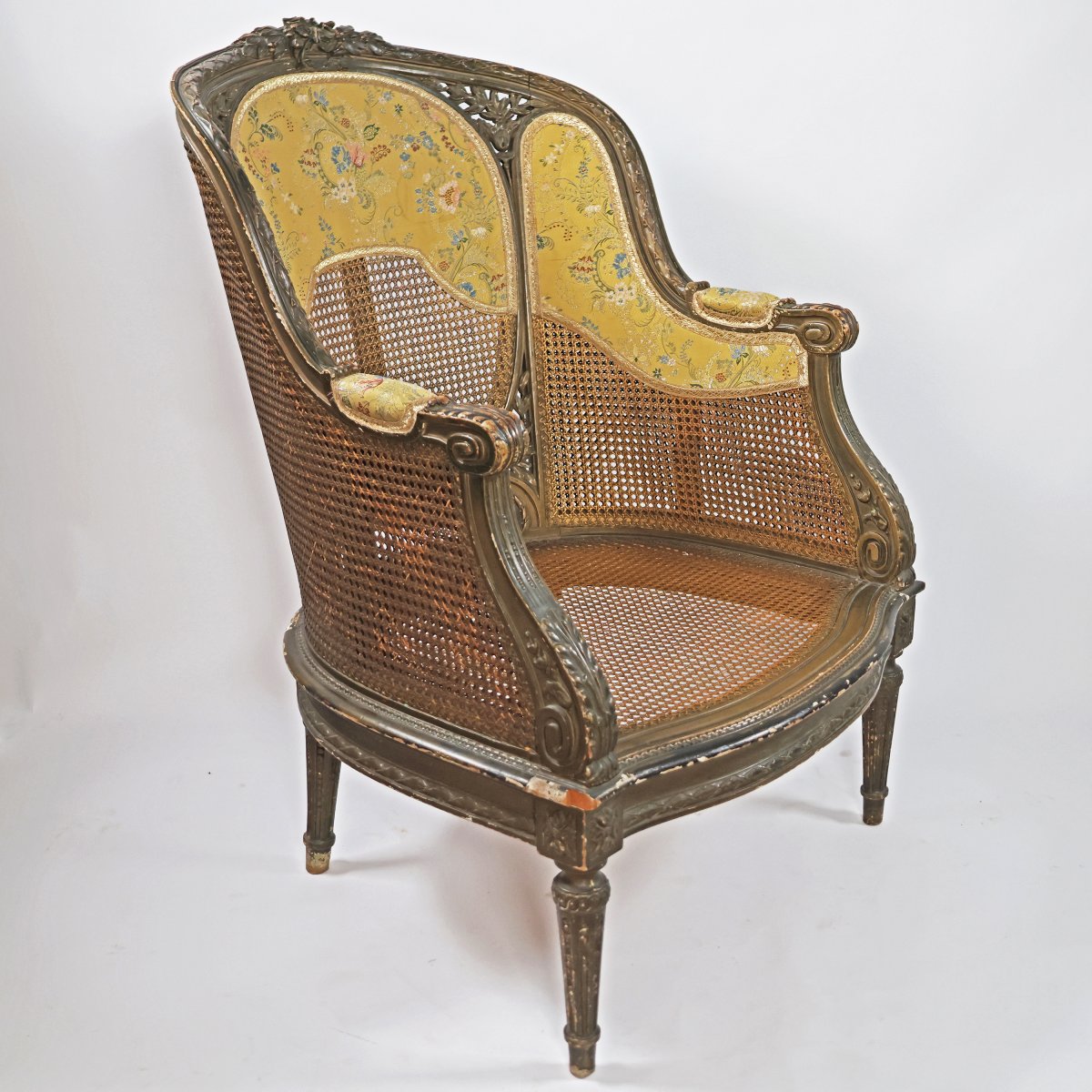 An Italian Bergère Armchair With Vienna Straw Panels. Piedmont, Late 19th Century-photo-4