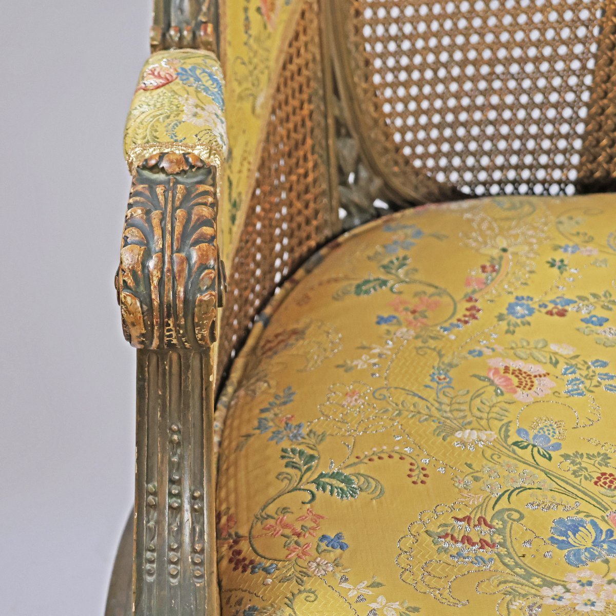 An Italian Bergère Armchair With Vienna Straw Panels. Piedmont, Late 19th Century-photo-4
