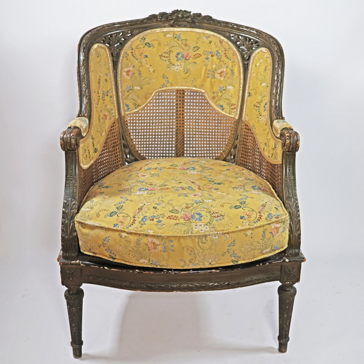 An Italian Bergère Armchair With Vienna Straw Panels. Piedmont, Late 19th Century