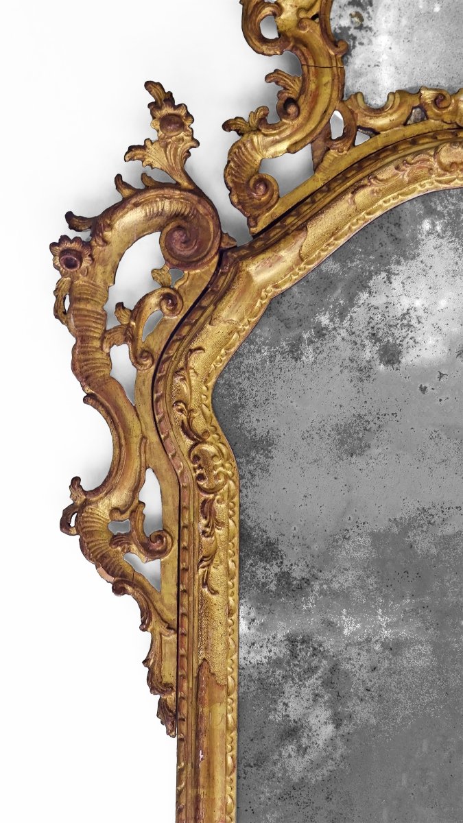 Miroir en bois sculpté, taillé et doré. Venise, milieu du XVIIIe siècle-photo-2