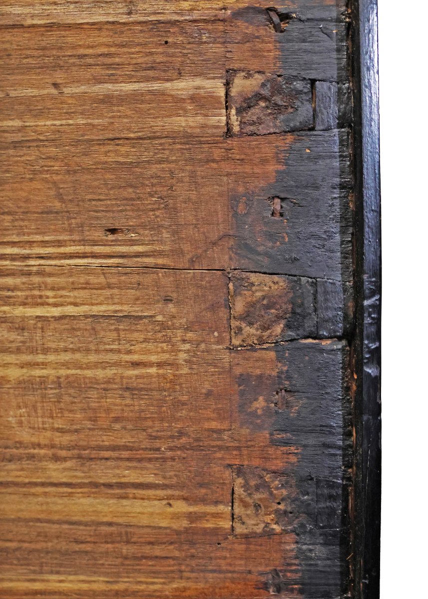 Commode marquetée à motifs géométriques et floraux. Émilie, fin du XVIIe début du XVIIIe siècle-photo-3