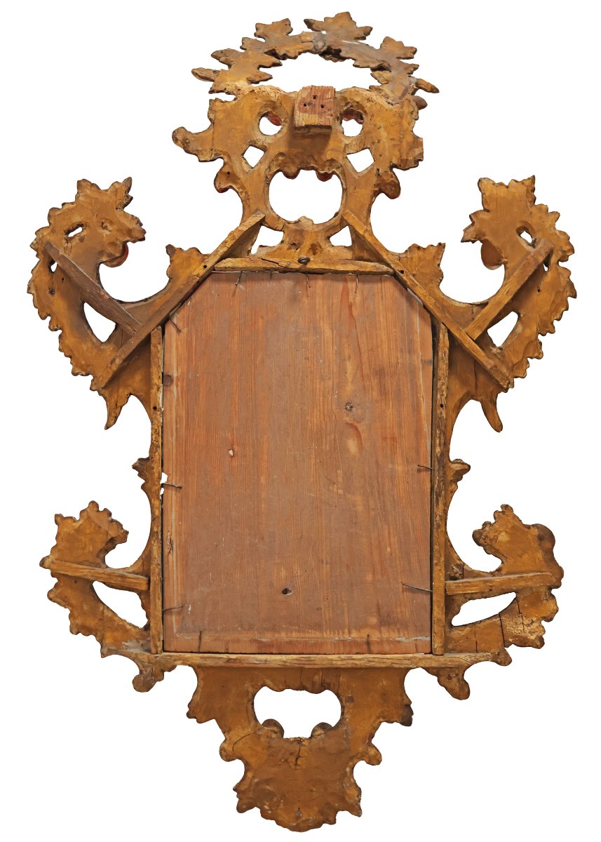 Paire de miroirs en bois sculpté et doré. Veneto, XVIIIe siècle-photo-4