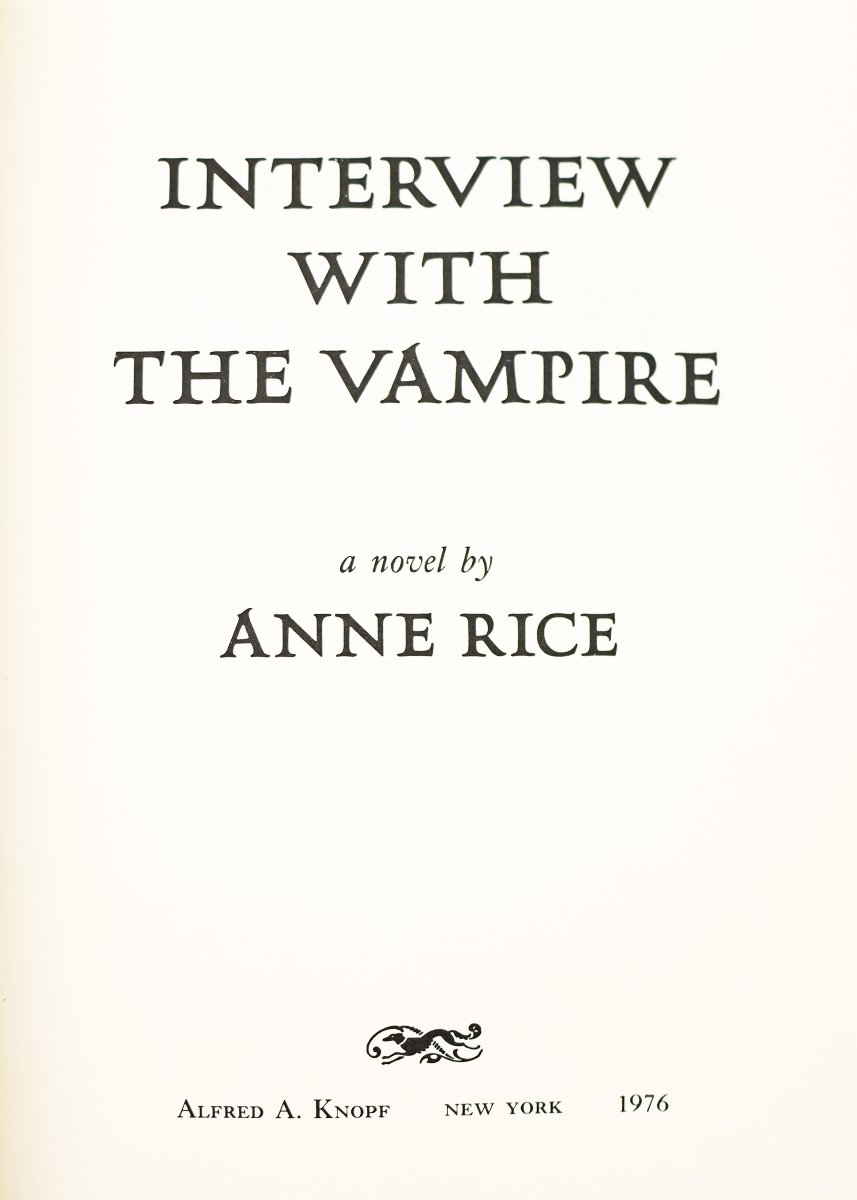 Interview With The Vampire. A Novel By Anne Rice. New York, 1976. Signed By The Author-photo-3