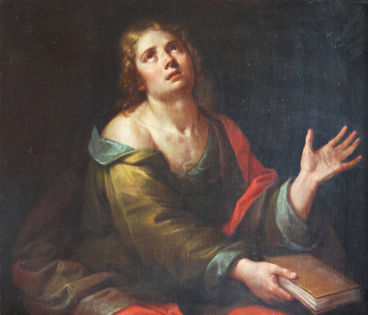 Michelangelo Merisi Da Caravaggio In The Manner Of; Saint John The Evangelist, Oil On Canvas-photo-2