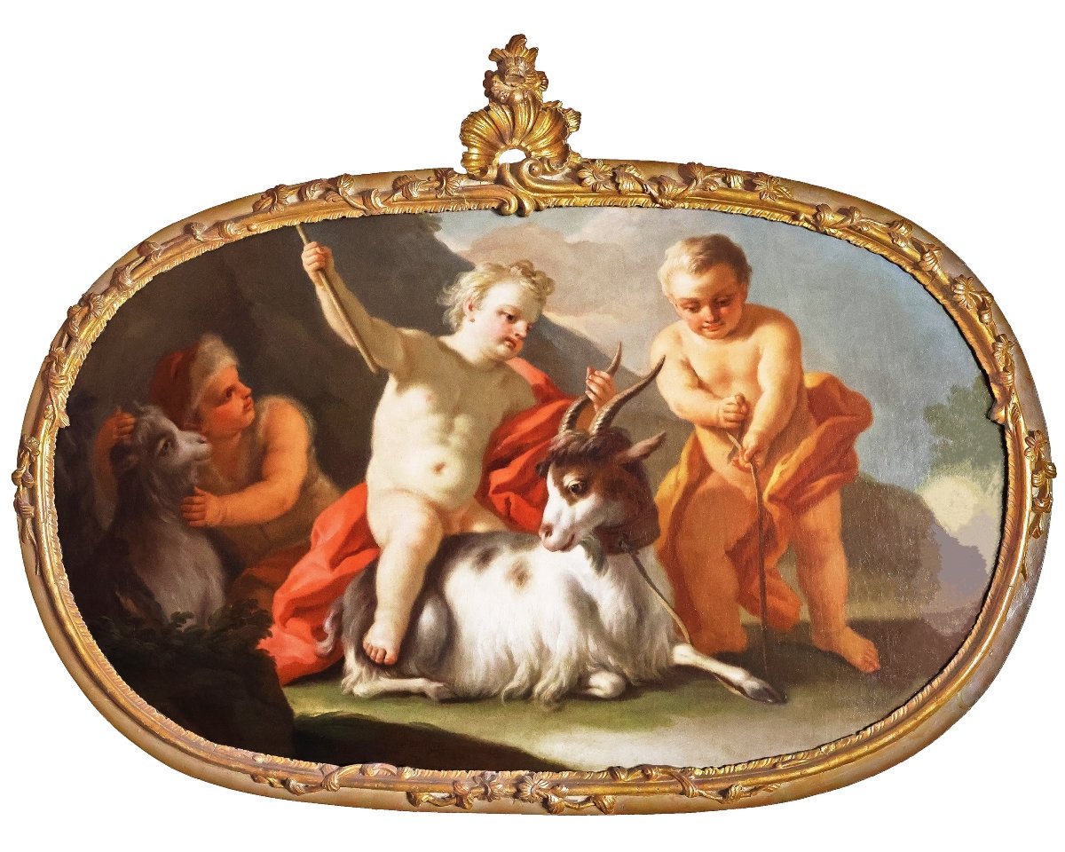 Pietro Bardellino, Naples; Paire de tableaux: Allégories des éléments, huile sur toile-photo-2
