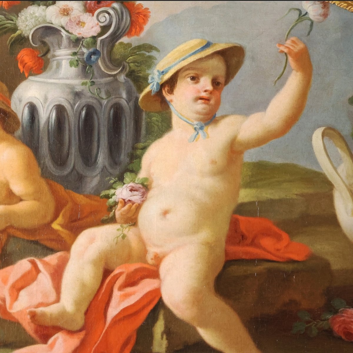 Pietro Bardellino, Naples; Paire de tableaux: Allégories des éléments, huile sur toile-photo-1