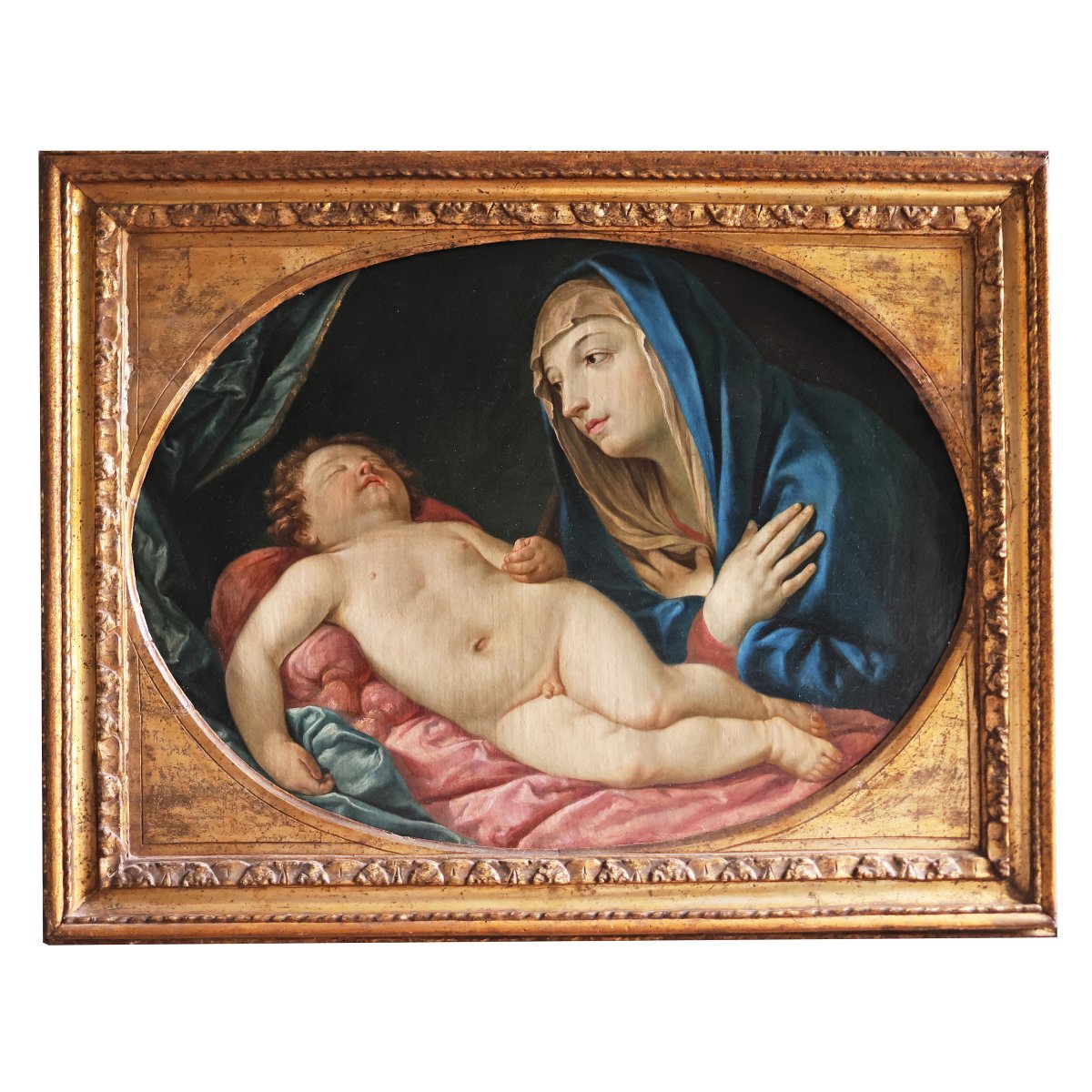 Elisabetta Sirani attribuée à, 1638 – 1665; Vierge à l’Enfant endormi, huile sur toile