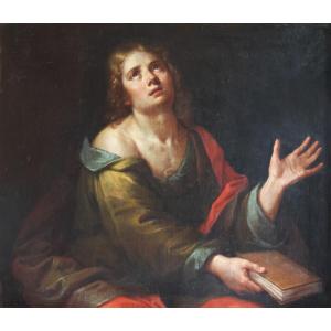 Michelangelo Merisi da Caravaggio dans le style de; Saint Jean l’Évangéliste, huile sur toile