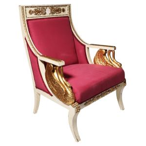 Canapé avec deux fauteuils laqués et dorés, Italie, XIXᵉ siècle