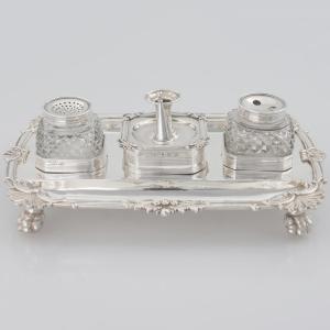 A George III Sterling Silver Inkstand, John Cramer, London, 1812