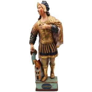 Saint Florian, Polychrome Poplar Wood, Central Europe, 18th Century