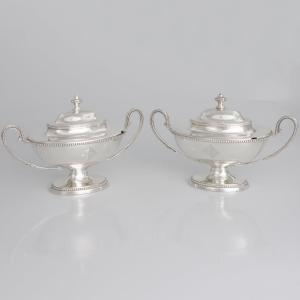 A Pair Of George III Sterling Silver Sugar Bowls And Covers, Thomas Chawner, London, 1783