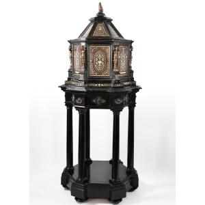 An Italian Hexagonal Ciborium, Inlaid With Ivory And Gilt-bronze Mounts, 19th Century