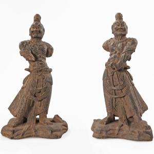 Pair Of Stone Guardian Figures, China, Late Ming Dynasty Or Early Qing Dynasty