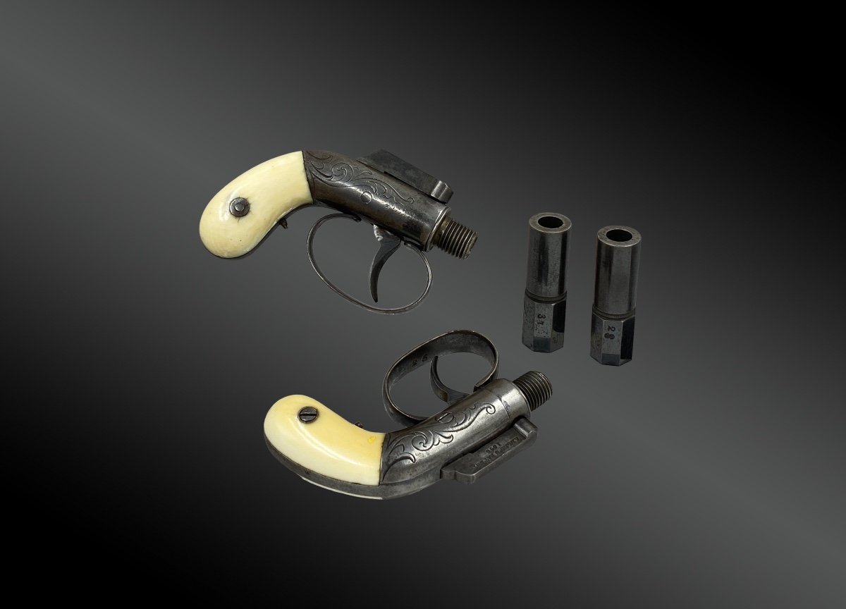 Paire De Pistolets à Percussion Allen & Thurber, Second Modèle Etats-unis 1845-photo-3