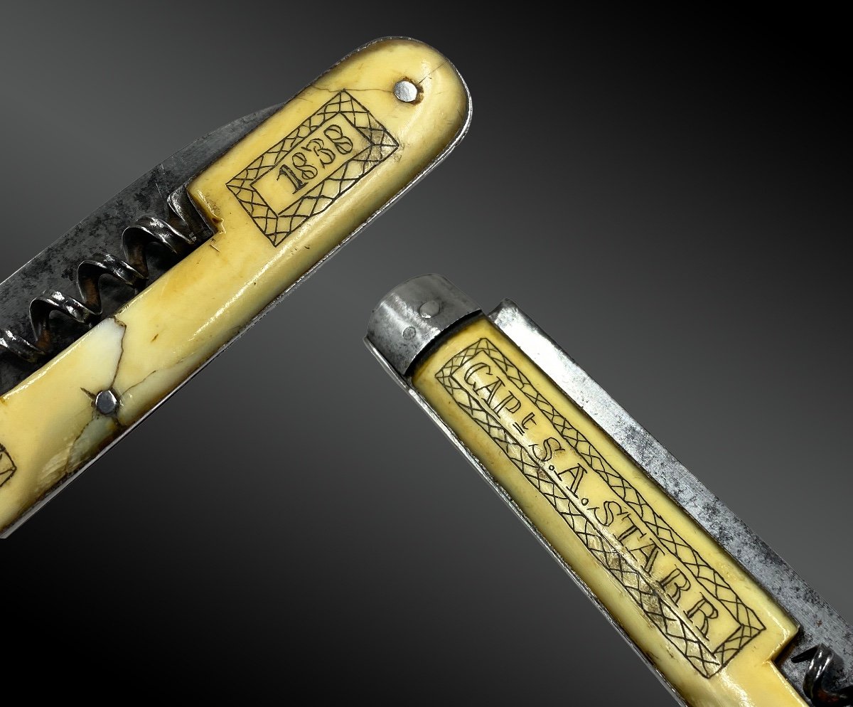 Couteau Fermant à Deux Pièces, 1838. Cape S.a. Starr. Signé Gibbs.-photo-3