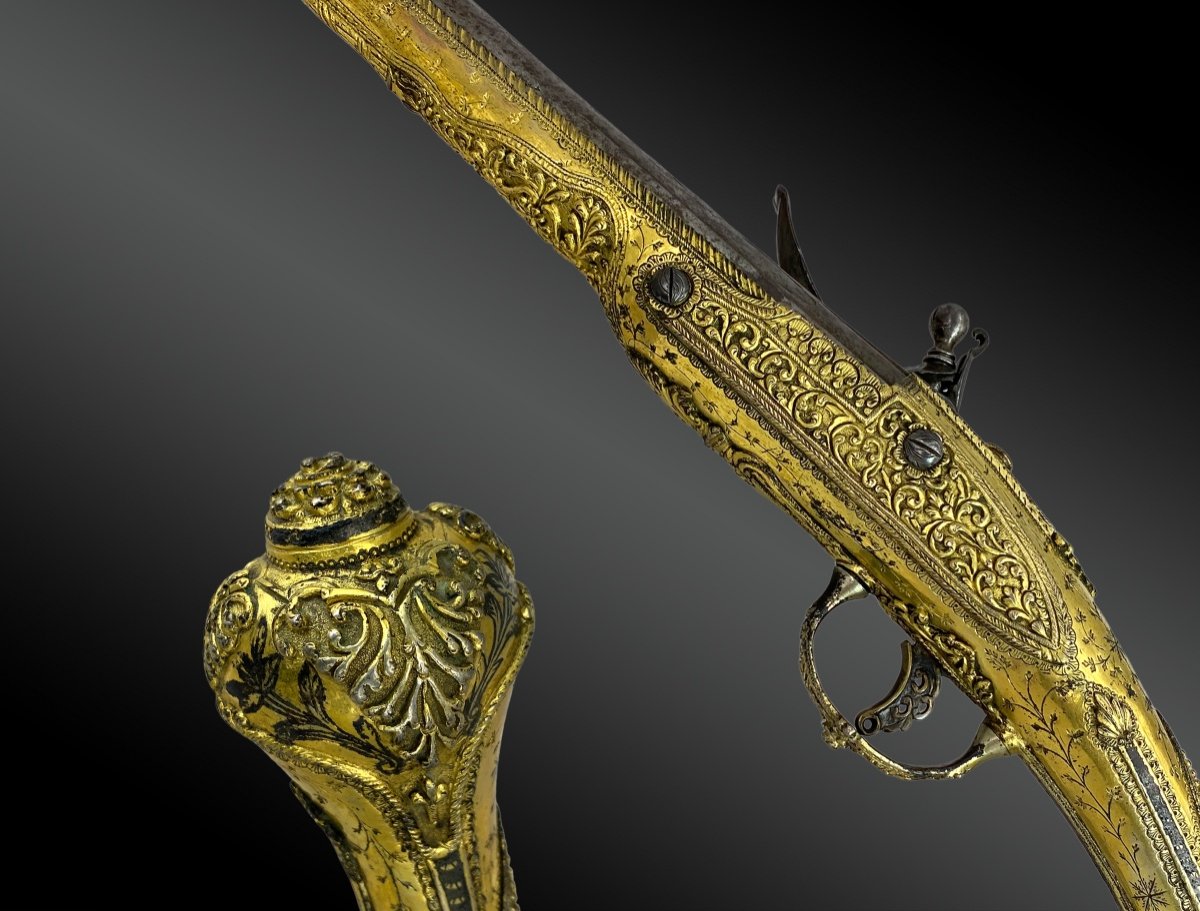 Pistolet à Silex En Vermeil, Dit Kubur, Art Ottoman  Balkan, Vers 1830-photo-2