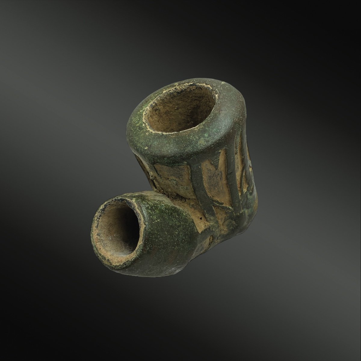 Bent Pipe Stove In Terracotta And Bronze Frame Gurunsi Culture, Southern Burkina Faso-photo-2