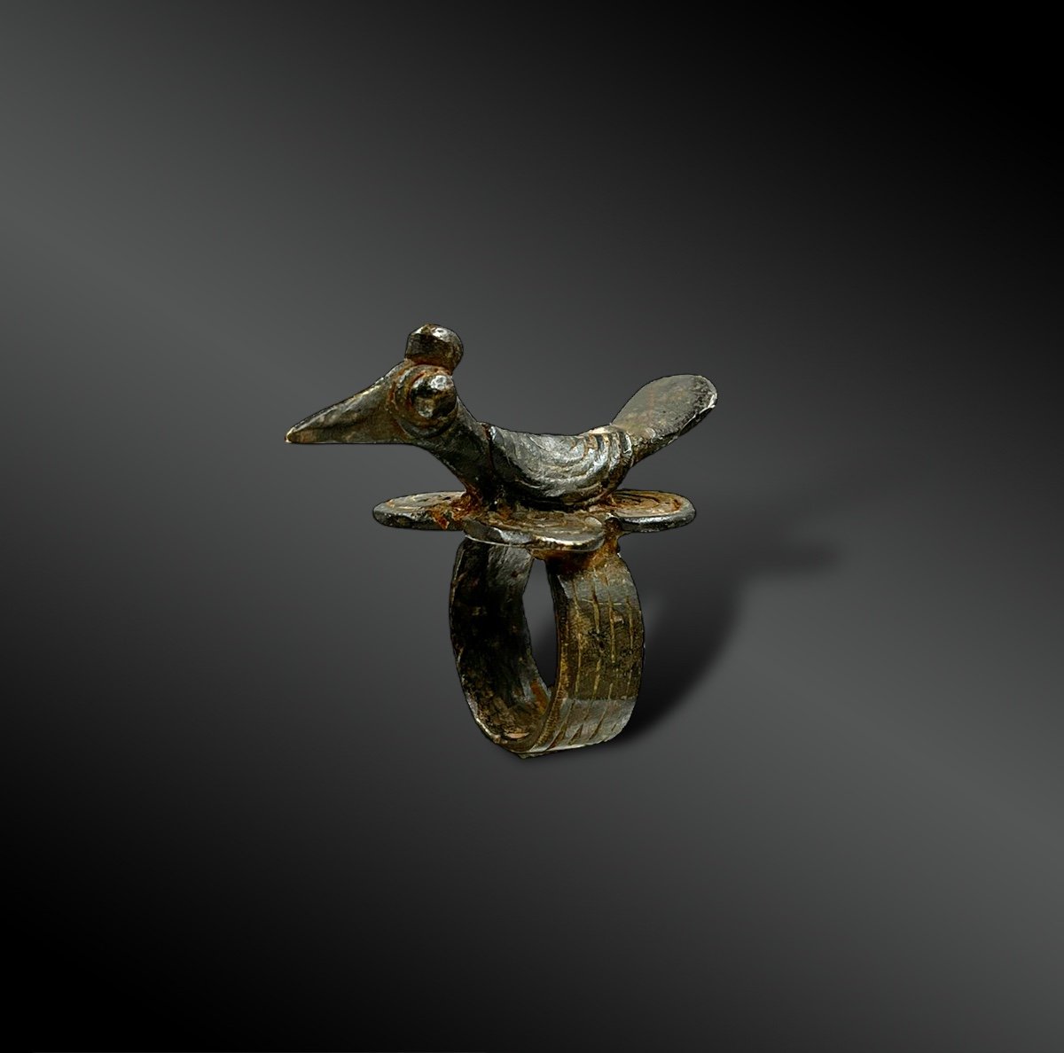Ring Animated With An Avian Figure - Dogon Culture, Mali - 19th Century-photo-2