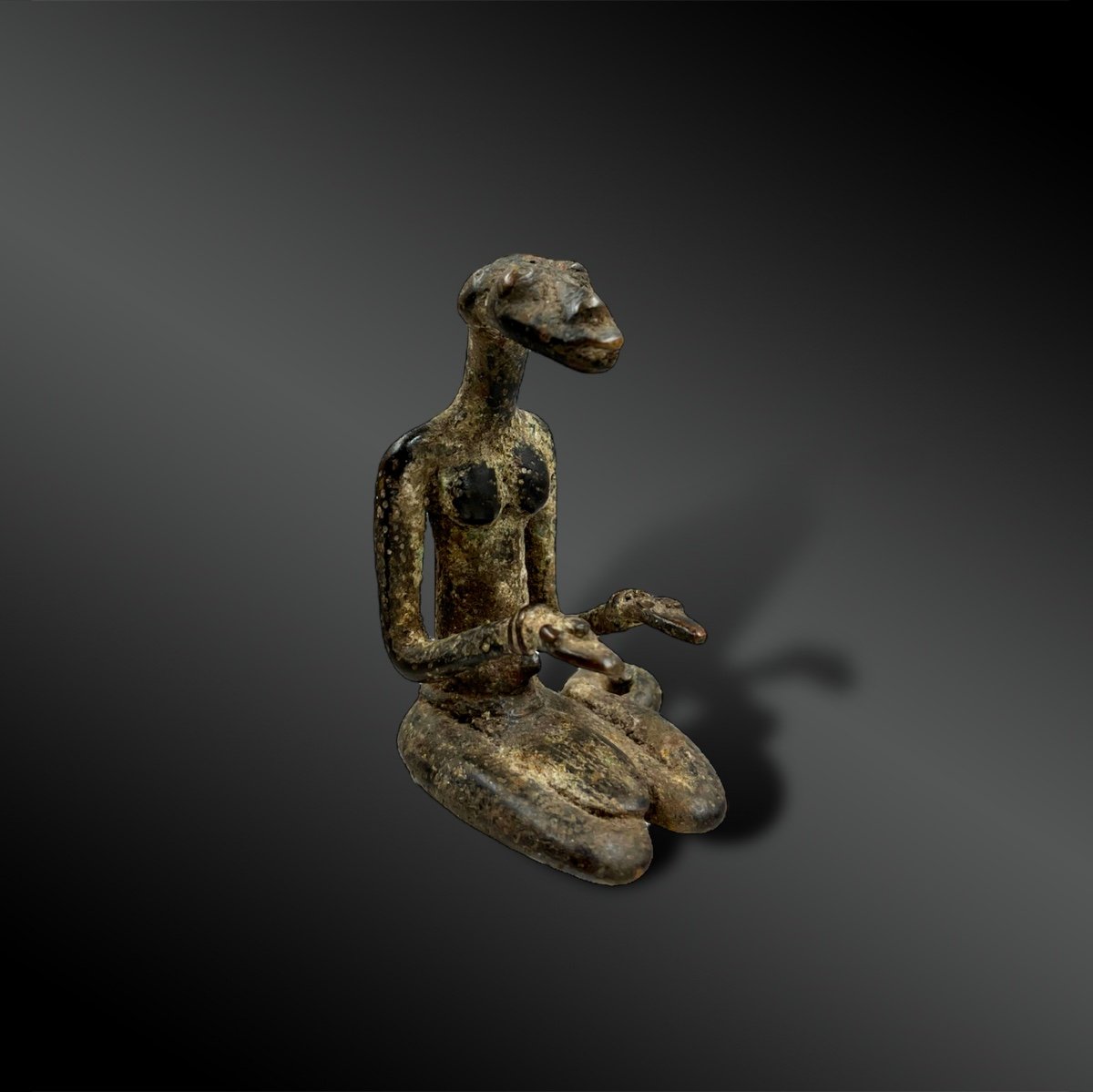 Statuette Depicting A Seated Snake Woman - Ivory Coast - Circa 1900-photo-2