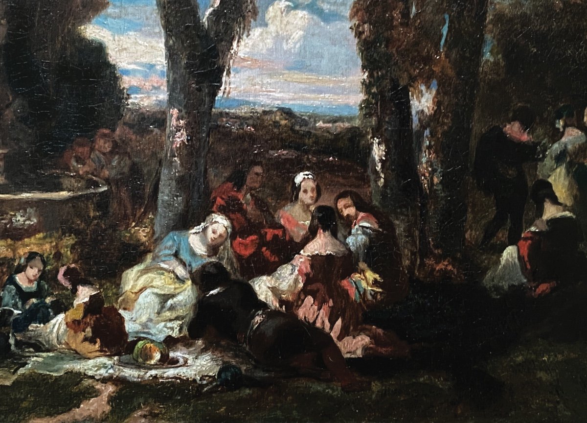 Narcisse Diaz De La Pena (1807-1876), In The Taste Of - Party In A Park-photo-2